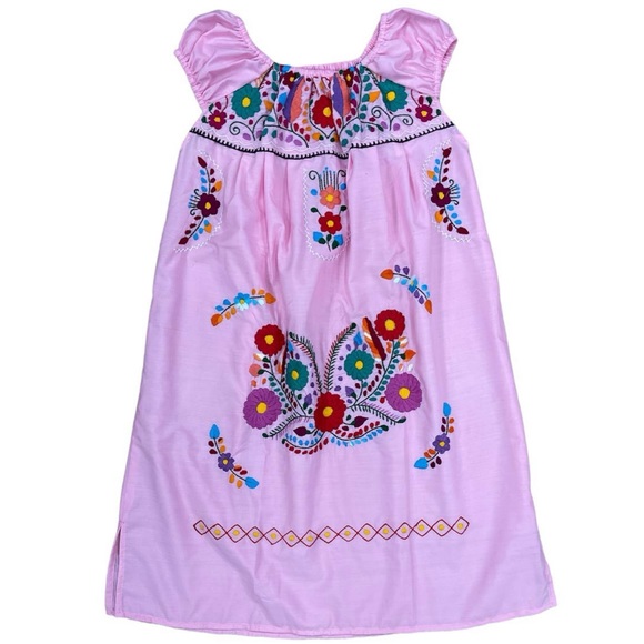 Cielito Lindo Dresses & Skirts - Mexican Floral Embroidered Off the Shoulder Dress Evelia Pink